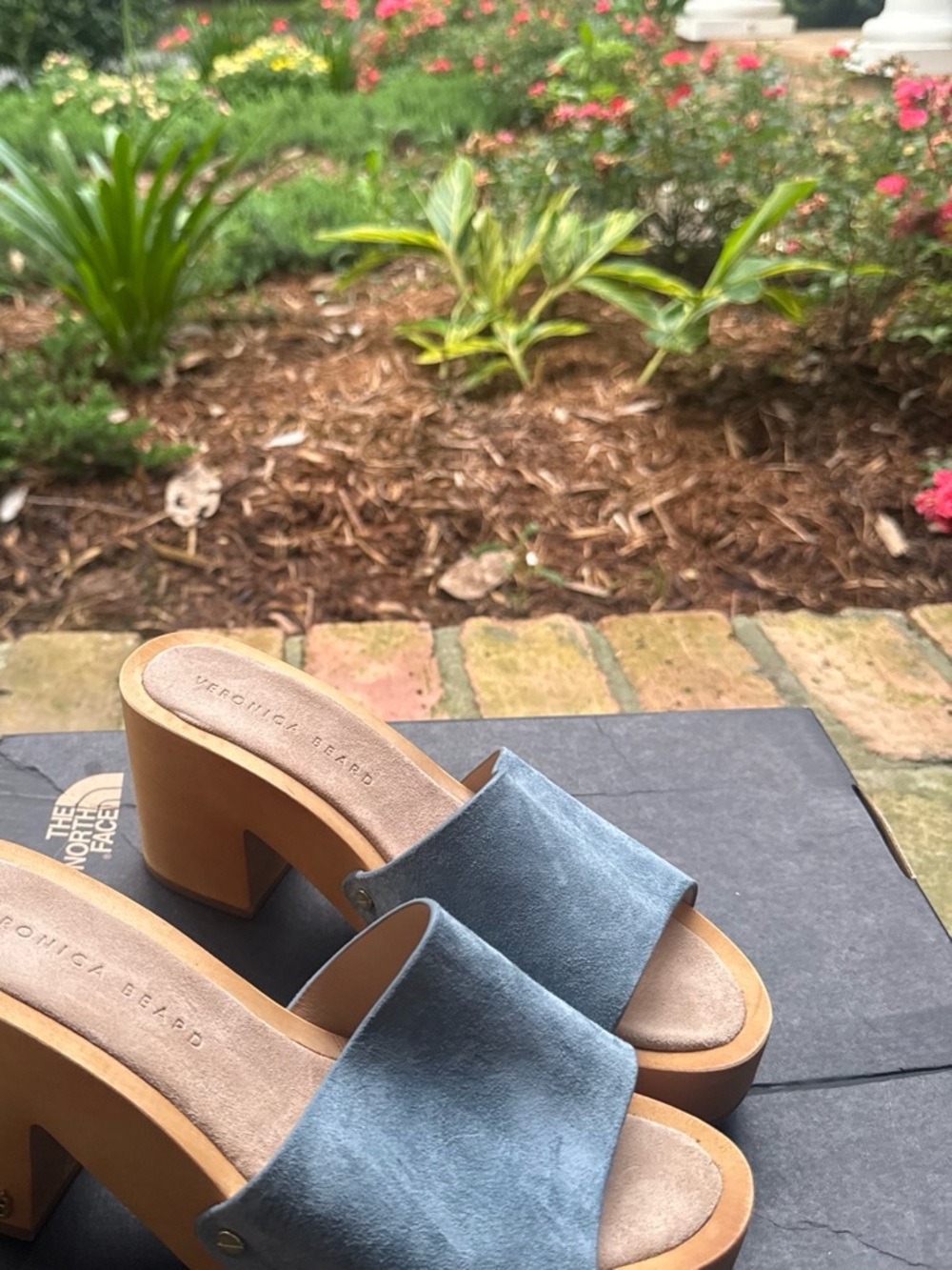 Veronica Beard Light Blue Suede Platform Slide Mules